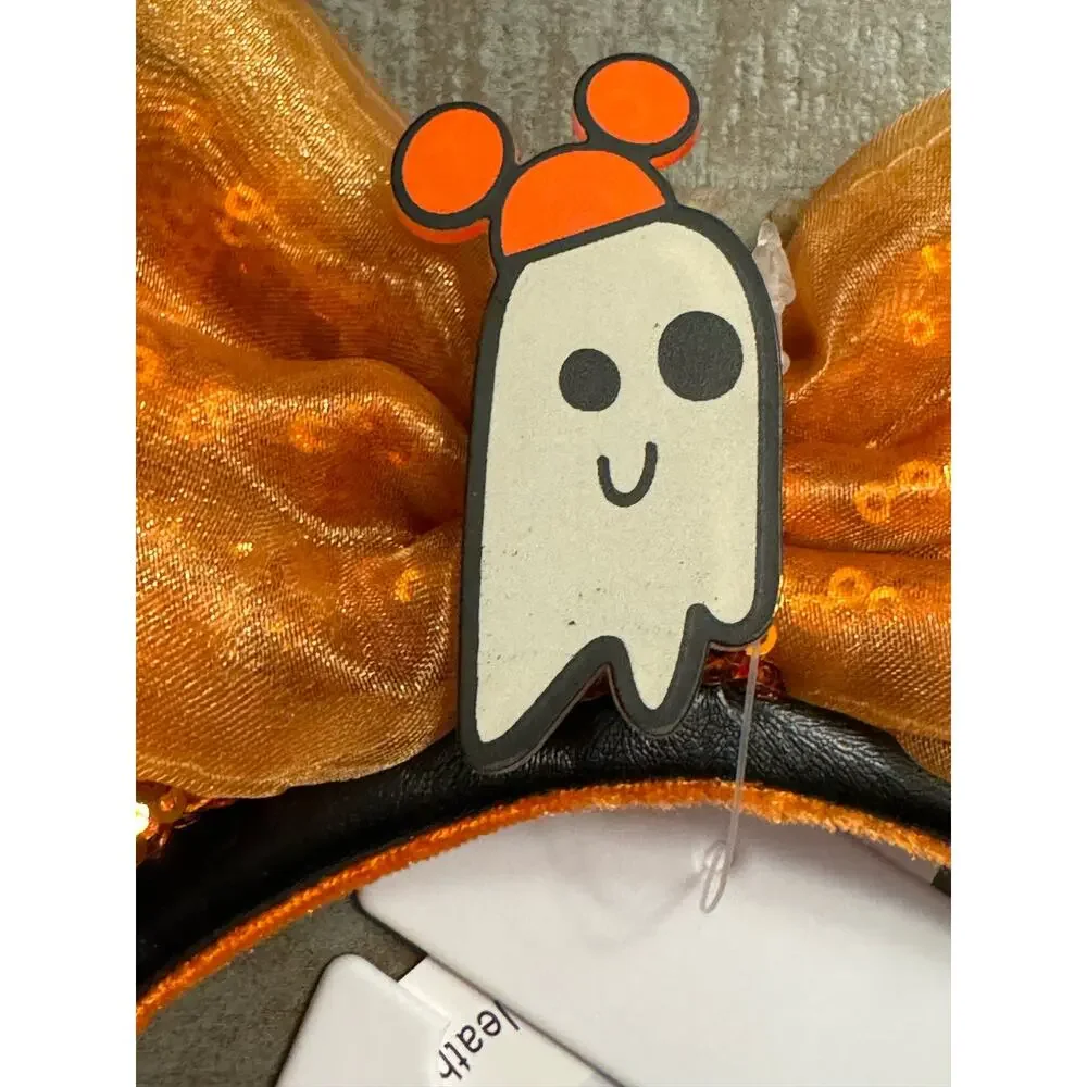Disney Minnie Mouse Boo Halloween Ghost Pumpkin Bow Ears Headband RETIRED! NEW